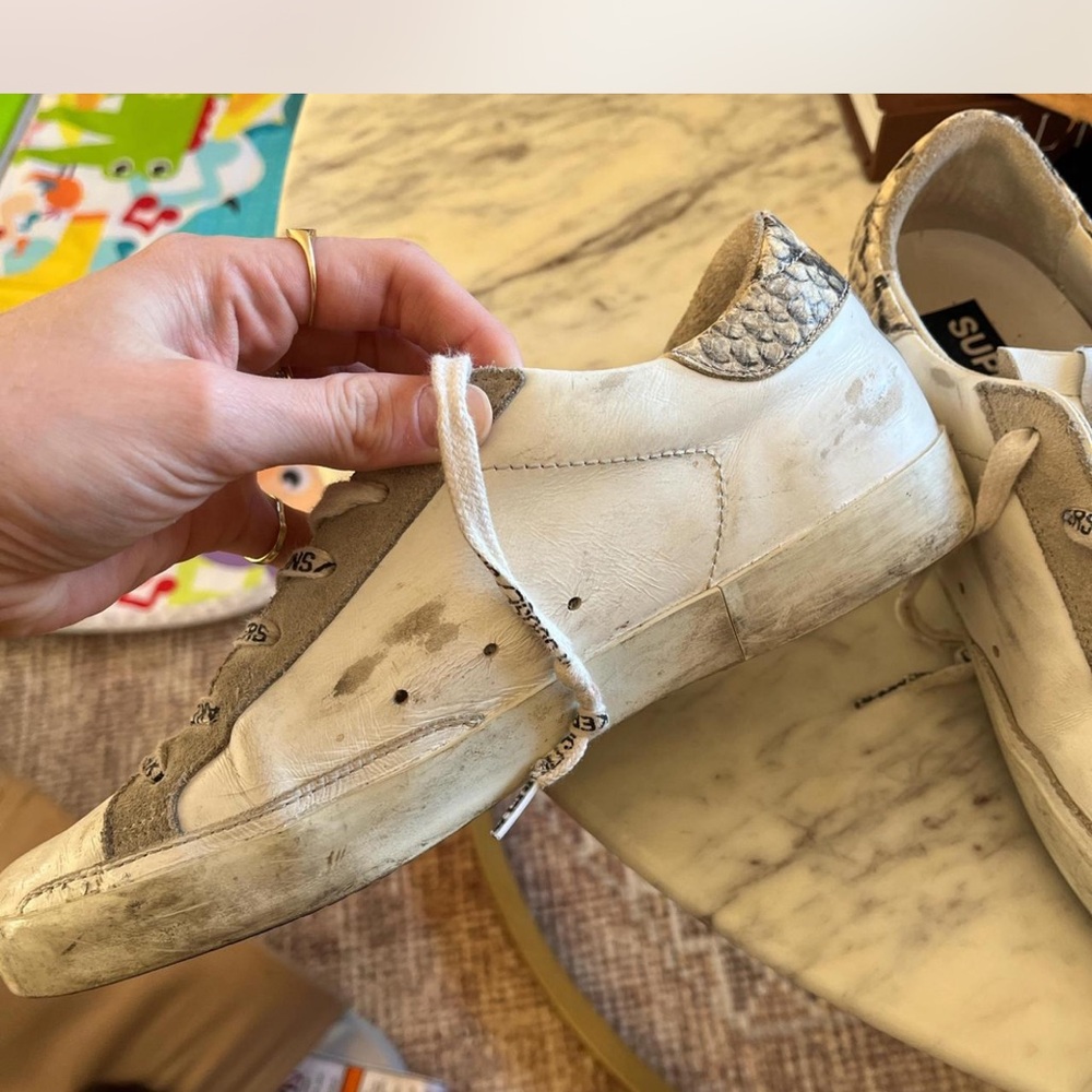 Golden Goose White Leather Low-Top Sneakers with Yellow Star - Picture 2 of 5